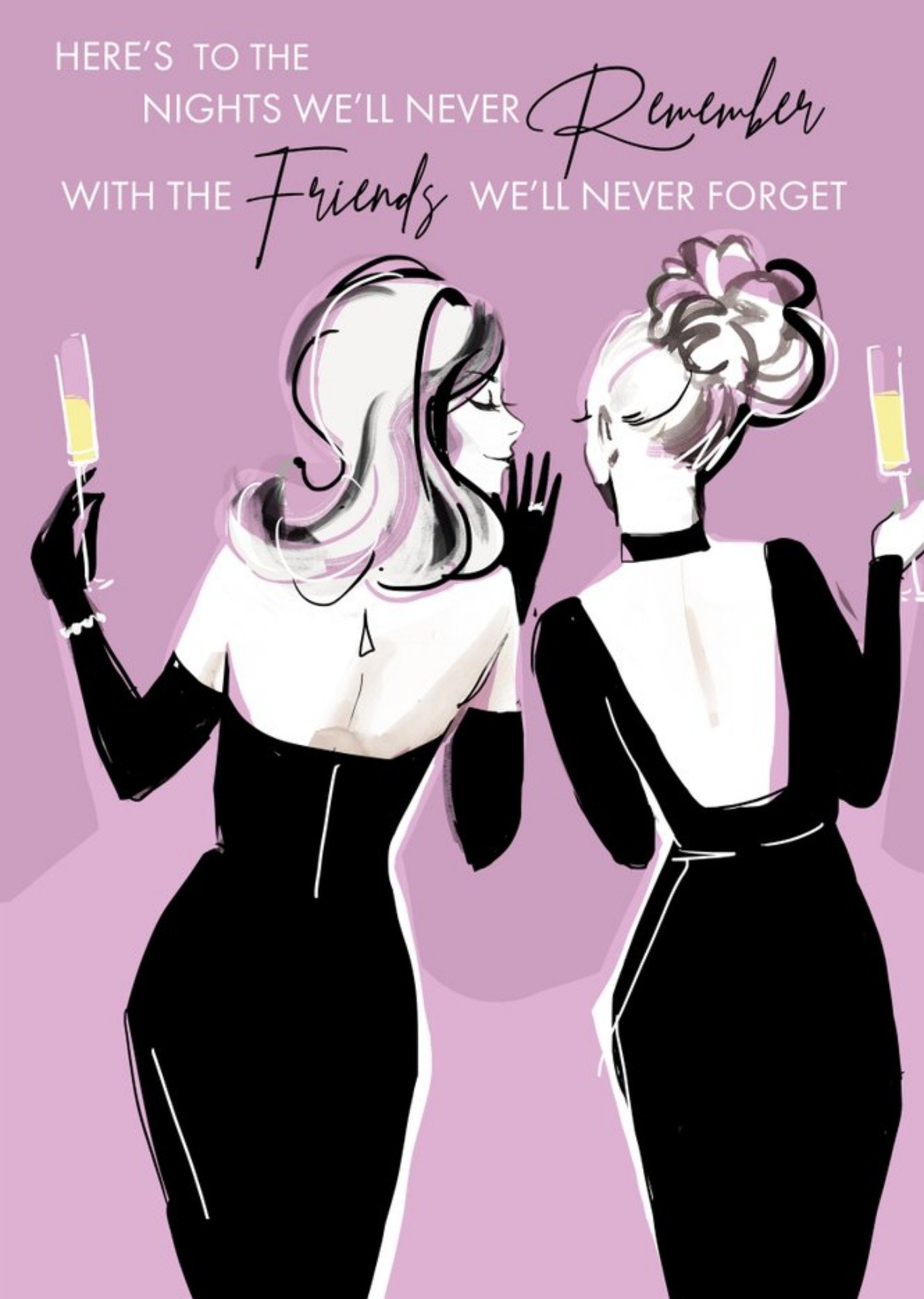 Moonpig Fashion Illustration Partying With Friends Birthday Card, Large