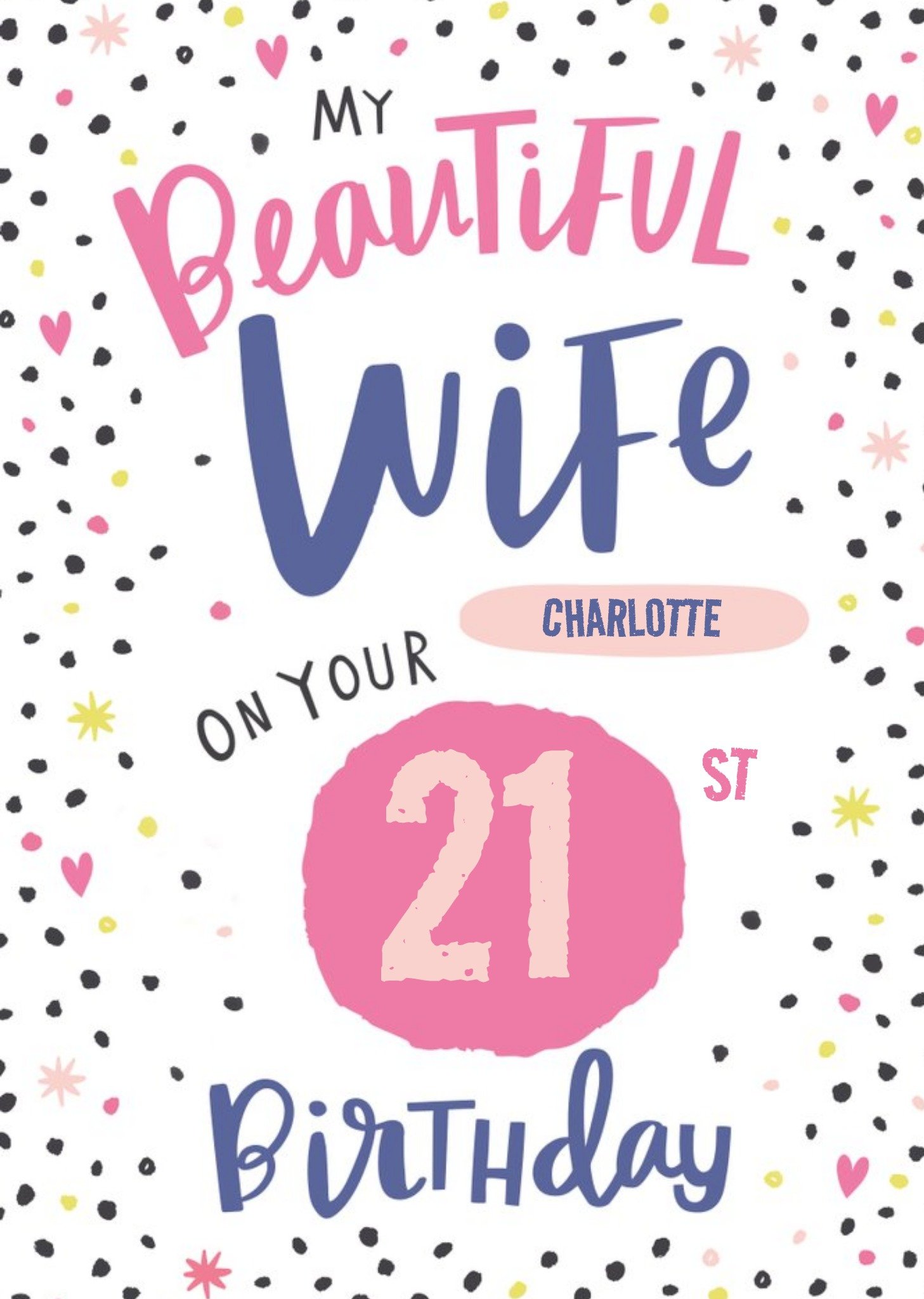Moonpig Cute Typographic Customisable Wife Birthday Card Ecard