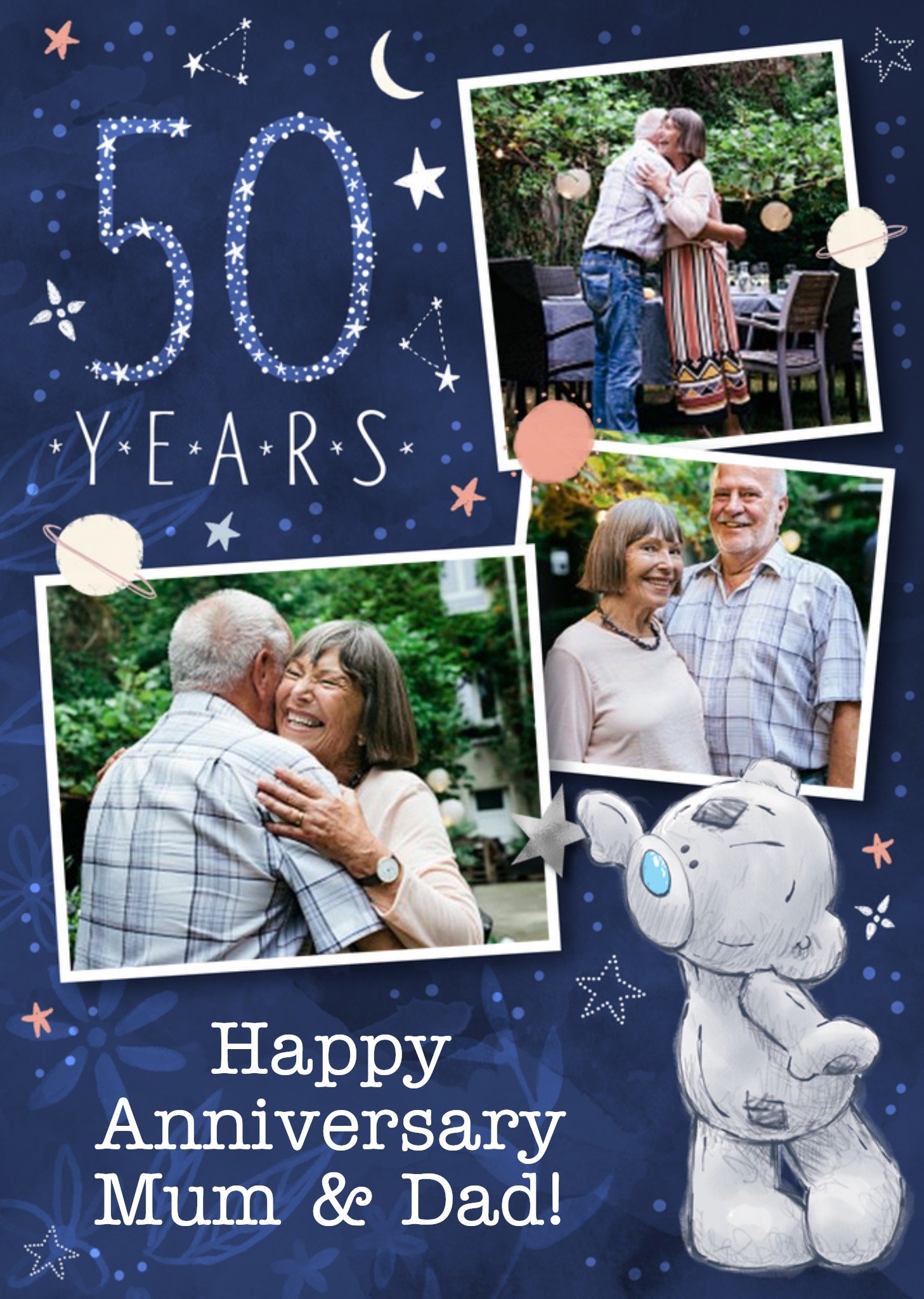 Me To You Tatty Teddy 50 Year Anniversary Mum And Dad Photo Upload Card, Large