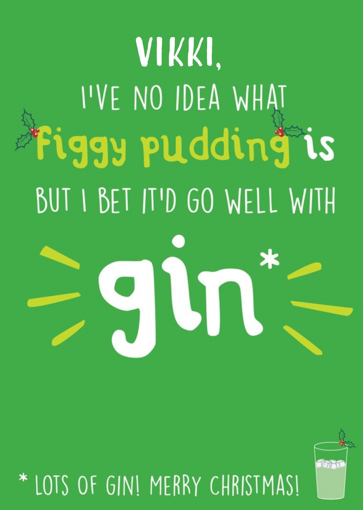 Funny Figgy Pudding And Gin Christmas Card Ecard