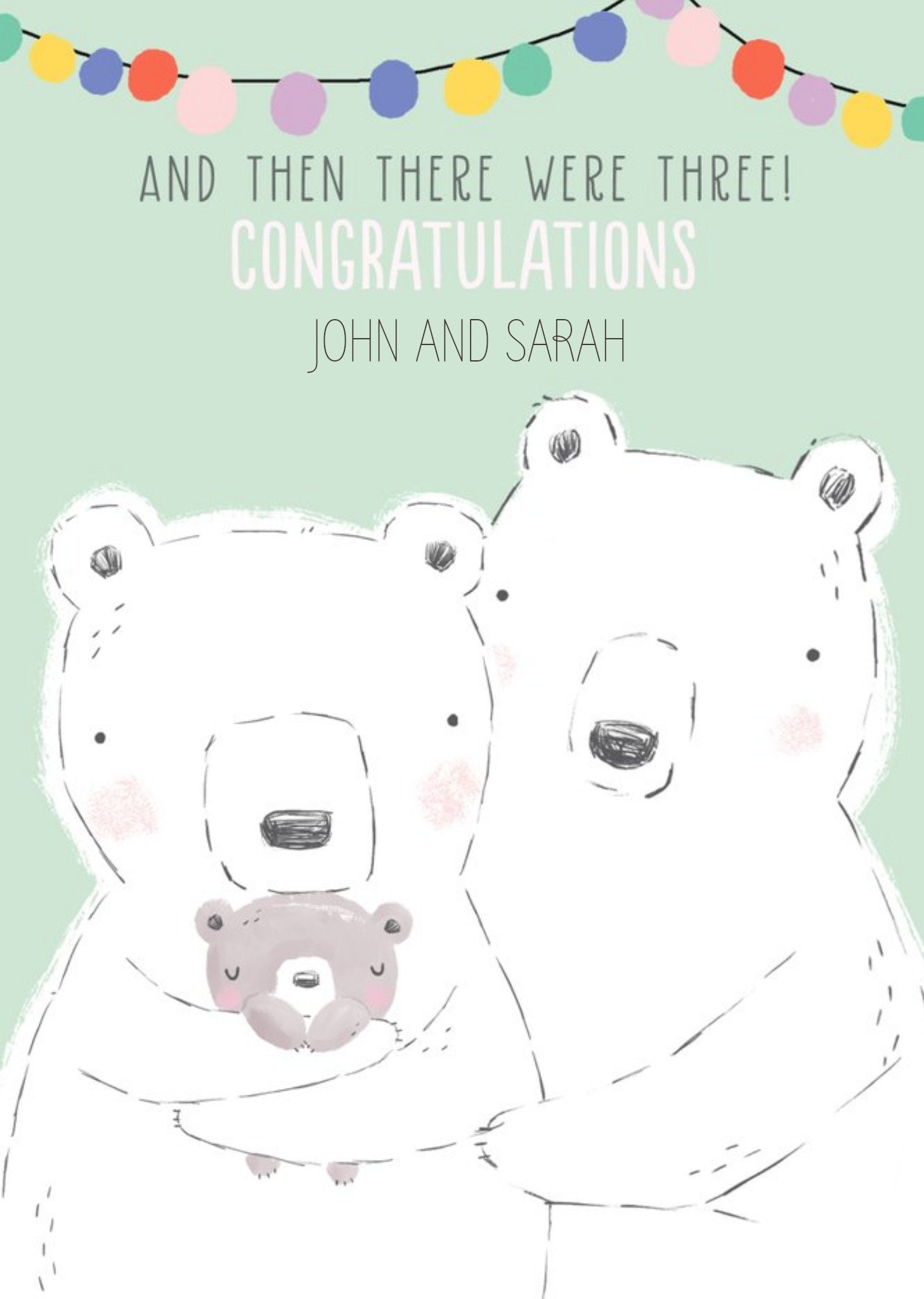 Cute Illustrative Then There Were Three New Baby Card Ecard