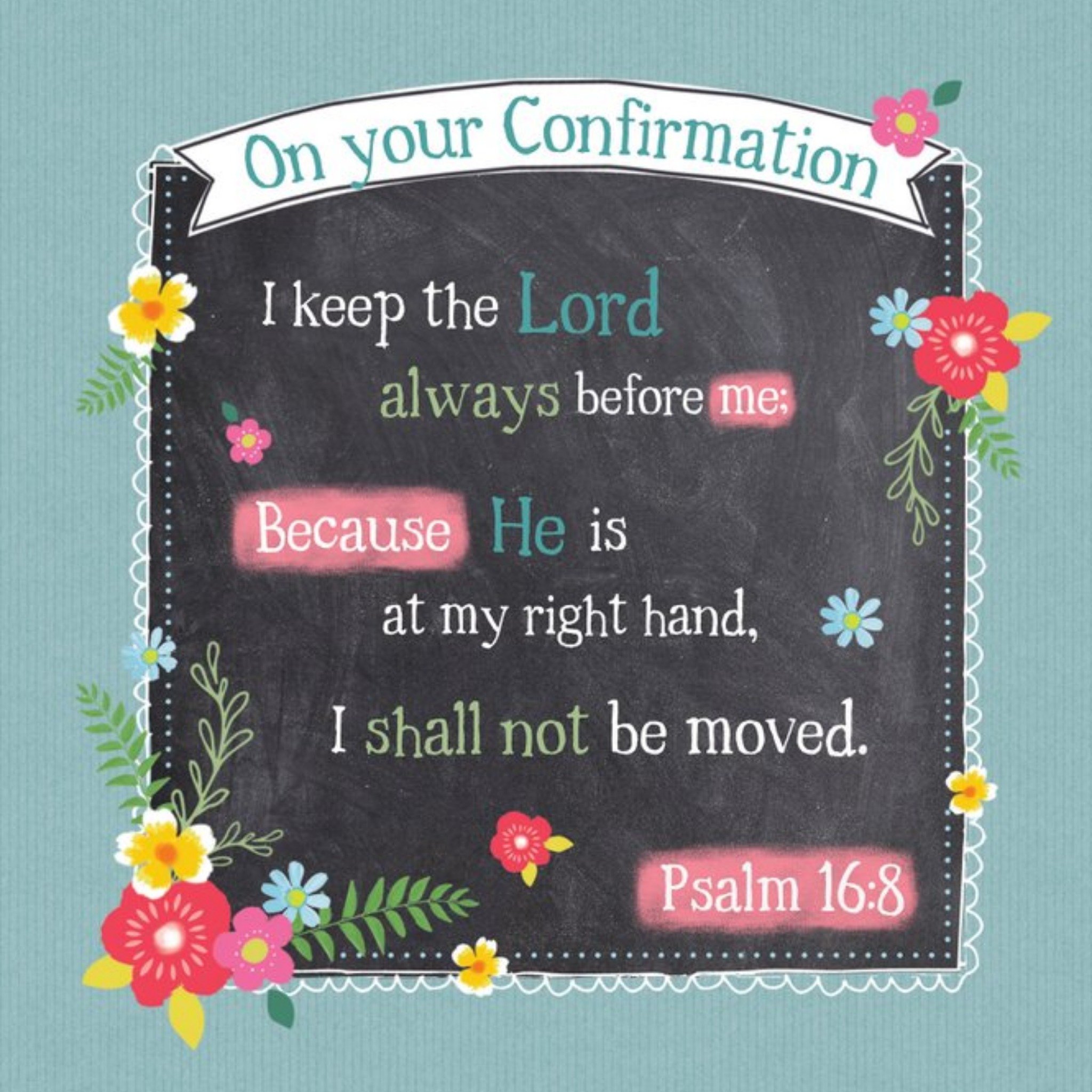 Davora Illustrated Chalkboard Verse Confirmation Day Card, Square