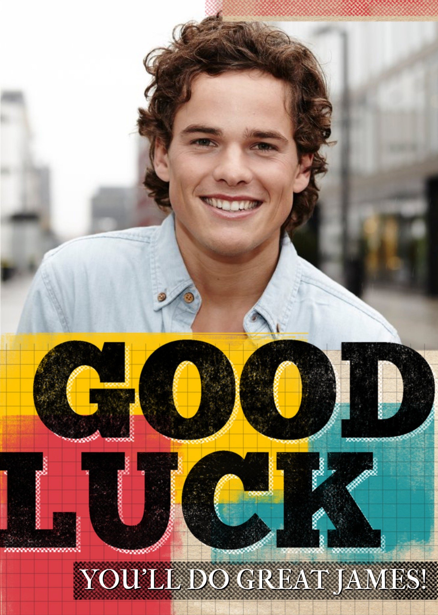 Photo Upload Modern Good Luck Card Ecard