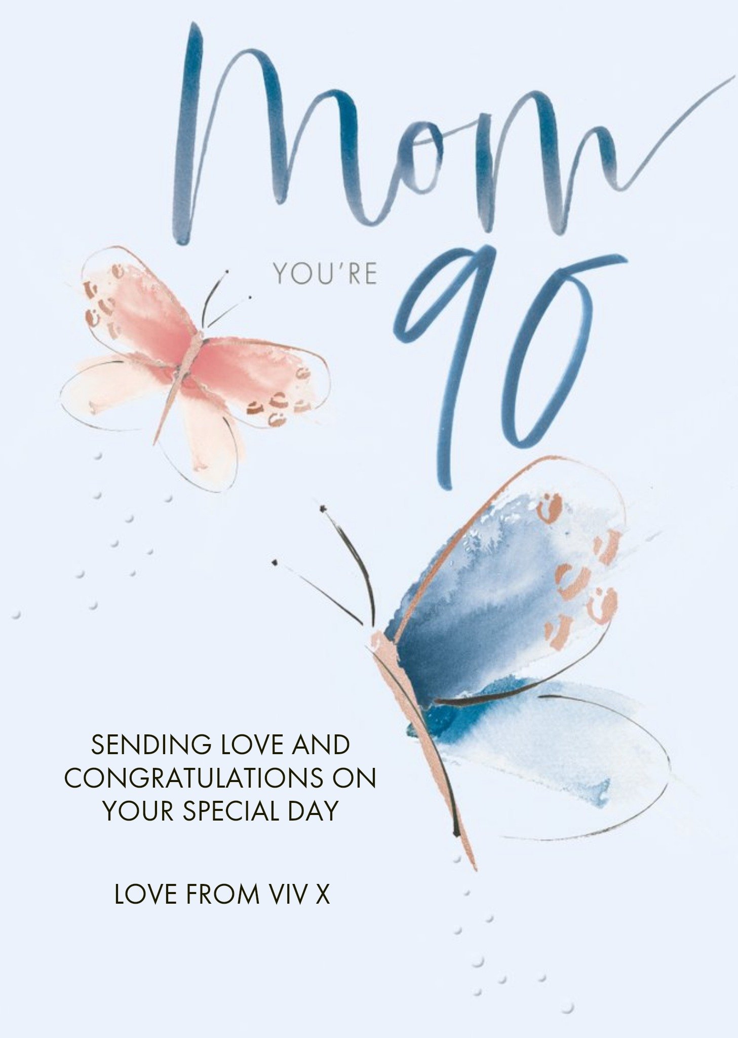 Clintons Mom Blue Butterfly 90th Birthday Card Ecard