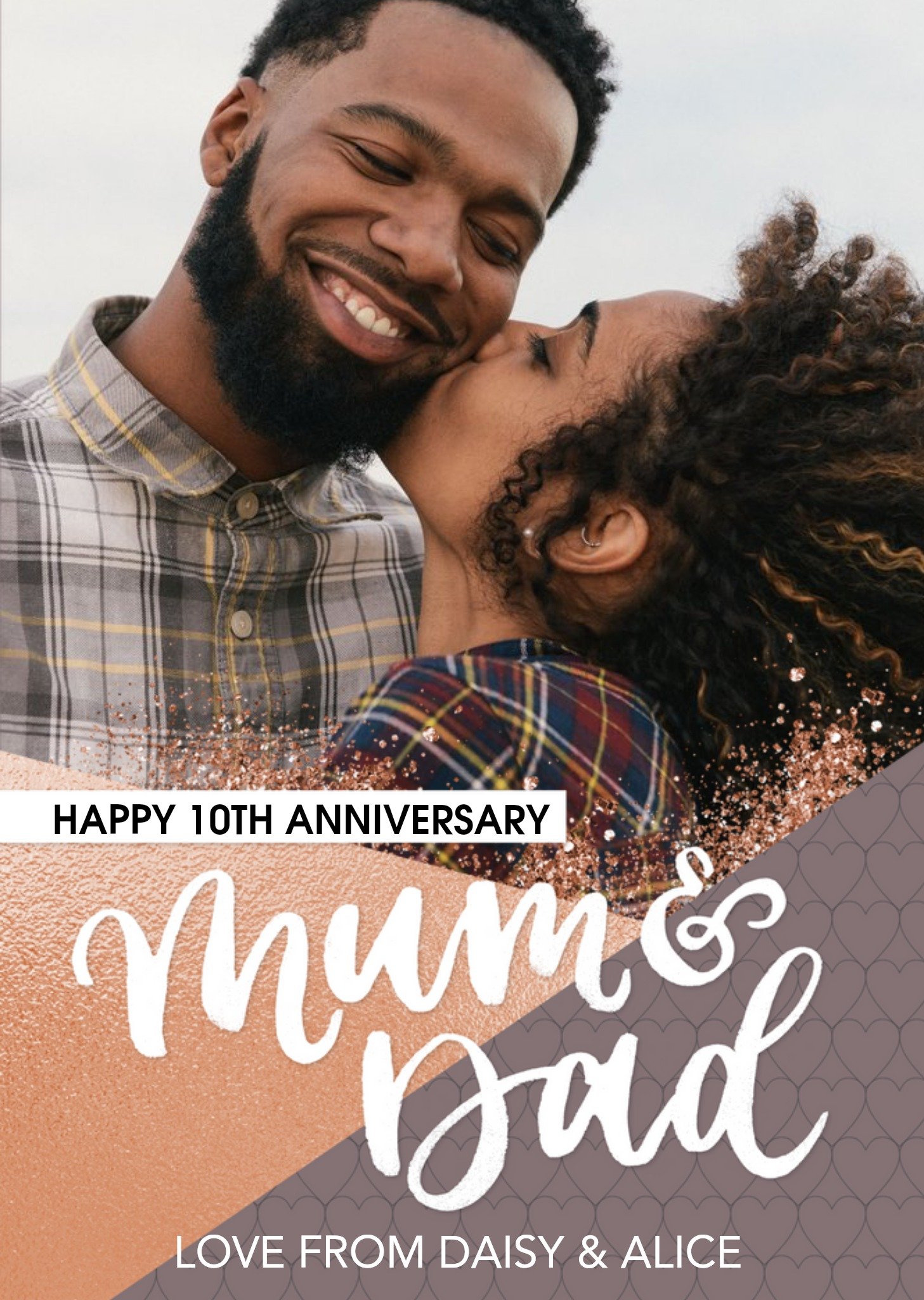 Moonpig Happy 10th Anniversary Photo Upload Card For Mum & Dad, Large