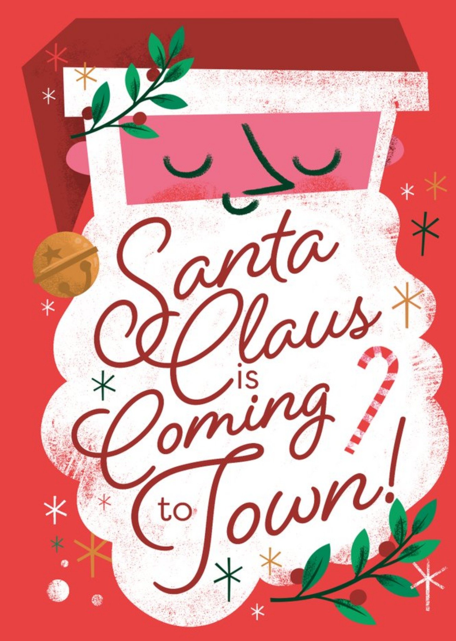Moonpig Retro Santa Claus Is Coming To Town Christmas Card Ecard