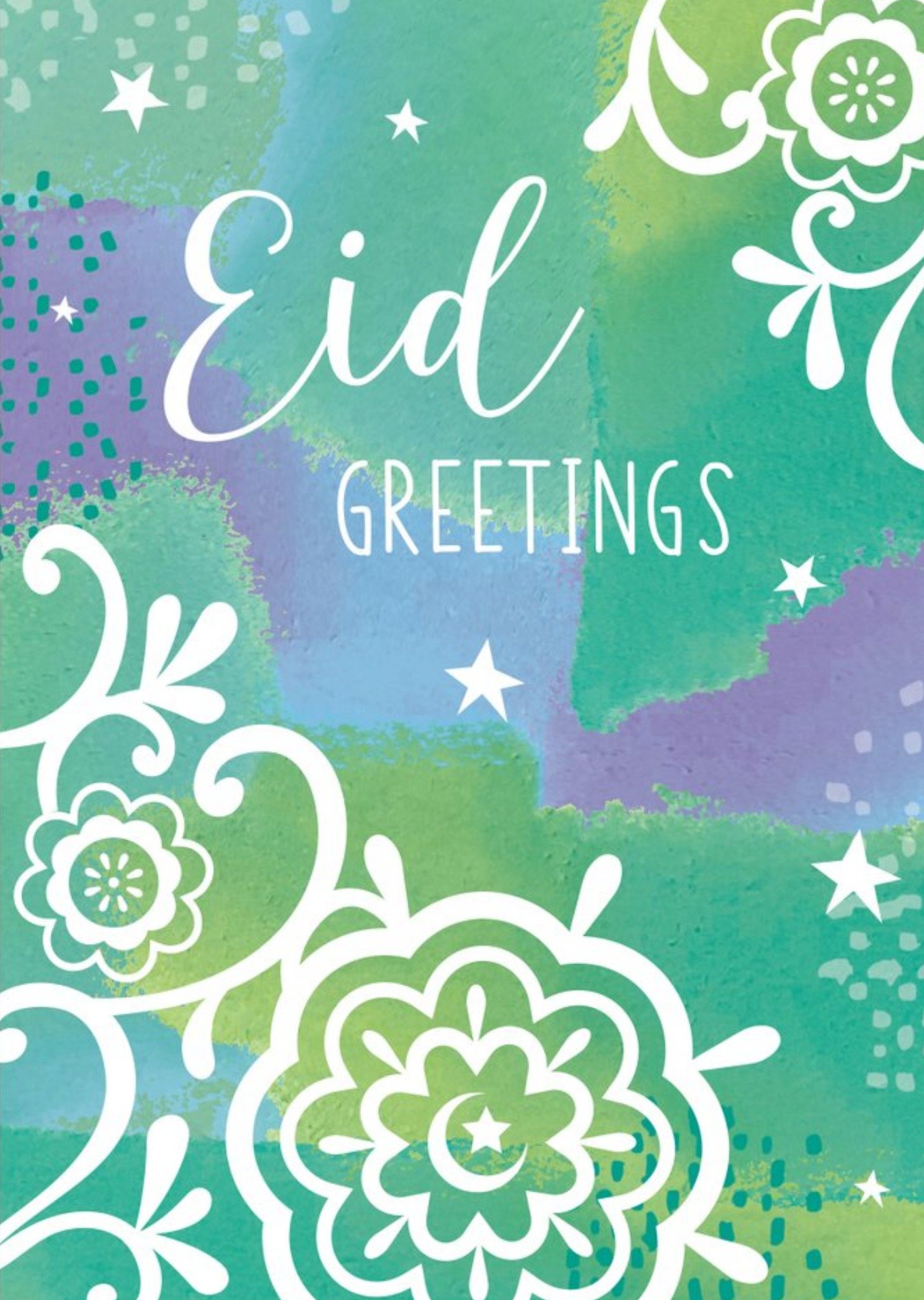 Moonpig Green Floral Eid Greetings Card, Large