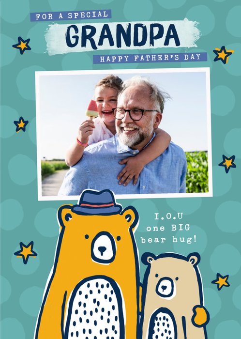 Cute Illustrated Bears Special Grandpa Father's Day Photo Upload Card