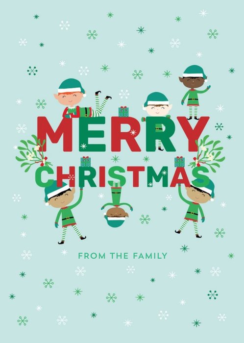 Huetribe Elves and Mistletoe Merry Christmas Card