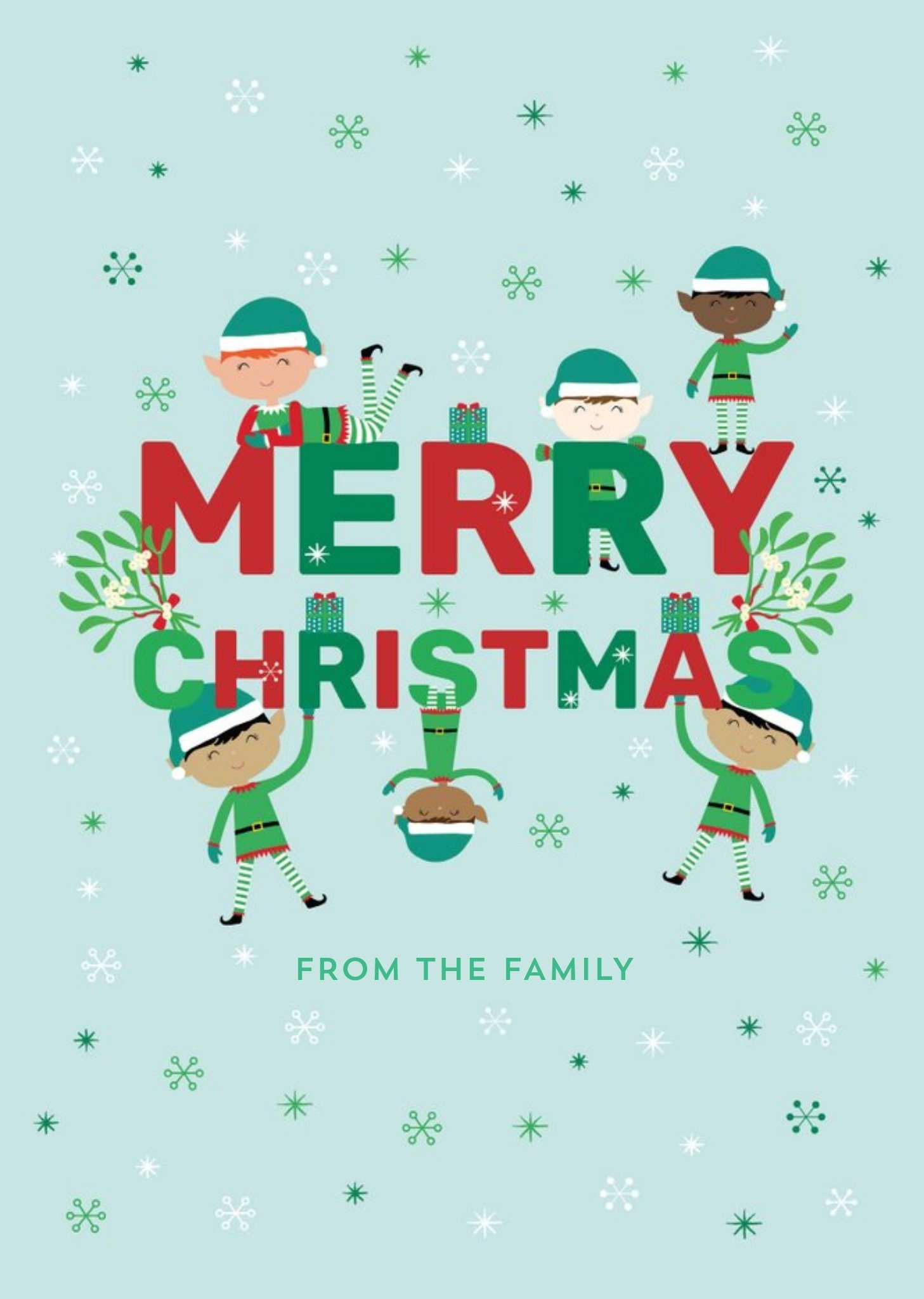 Moonpig Huetribe Elves And Mistletoe Merry Christmas Card Ecard