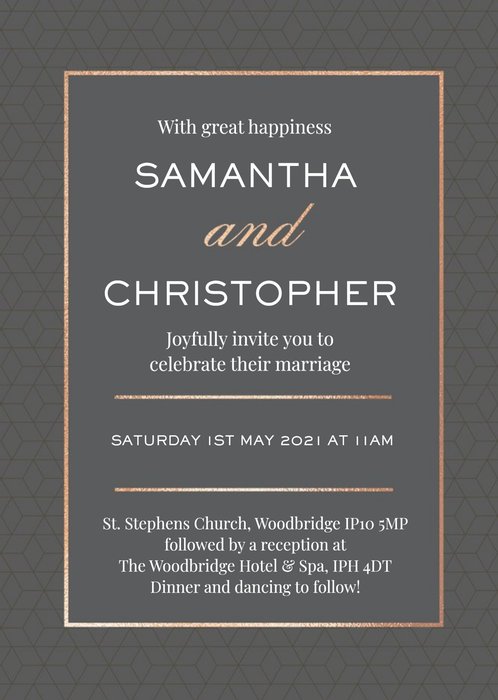 Geometric Pattern Graphic Typographic Wedding Invite Card
