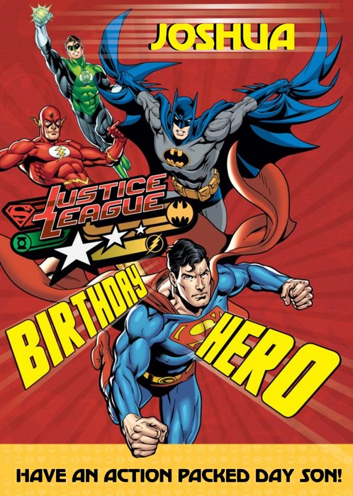 Justice League Heroes Personalised Happy Birthday Card