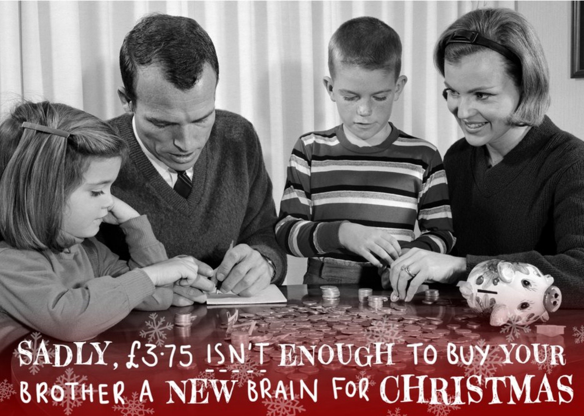 Moonpig No New Brain Vintage Photo Christmas Card Ecard