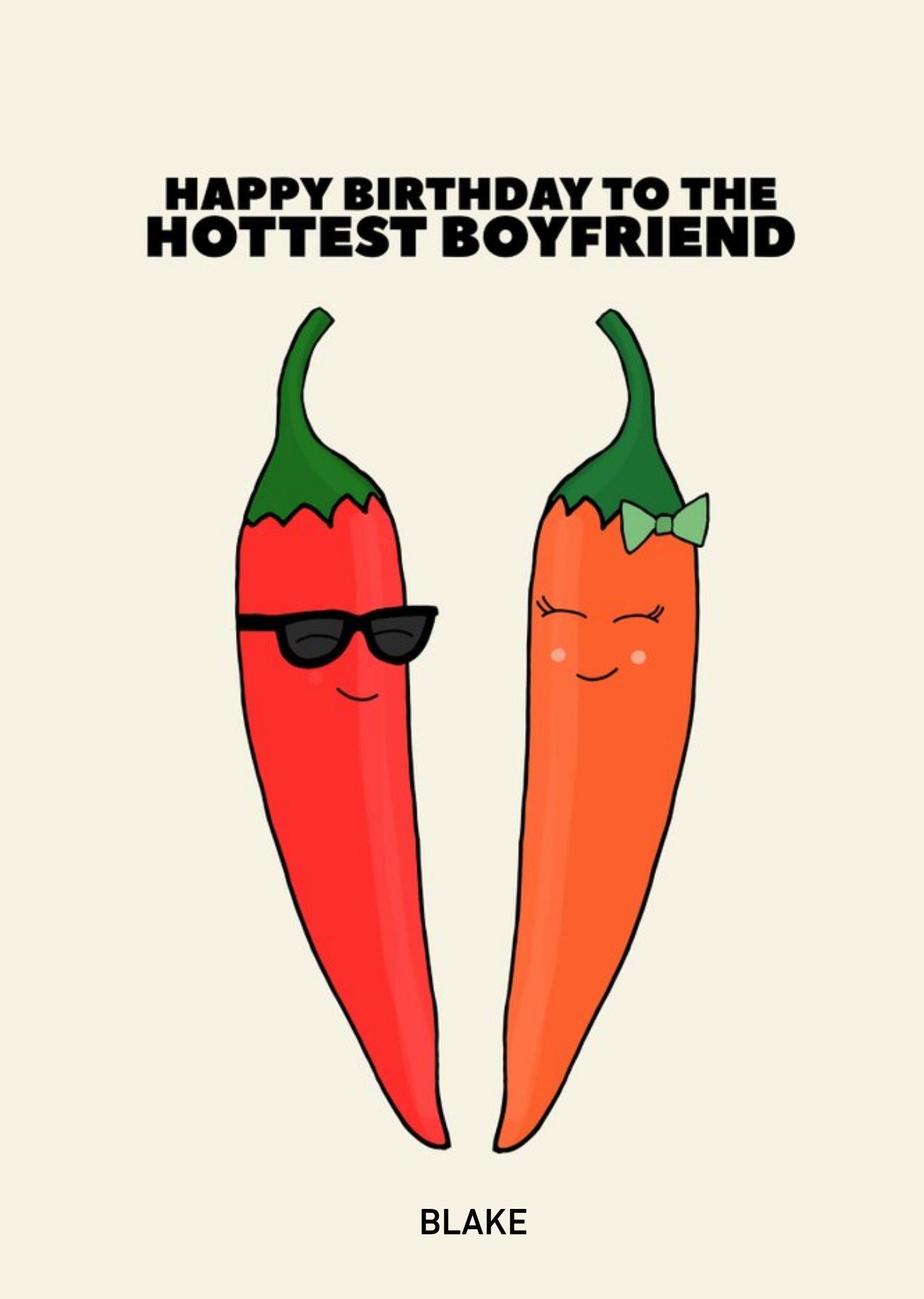 Moonpig Pearl And Ivy Illustrated Chilli Peppers Hottest Boyfriend Customisable Birthday Card Ecard