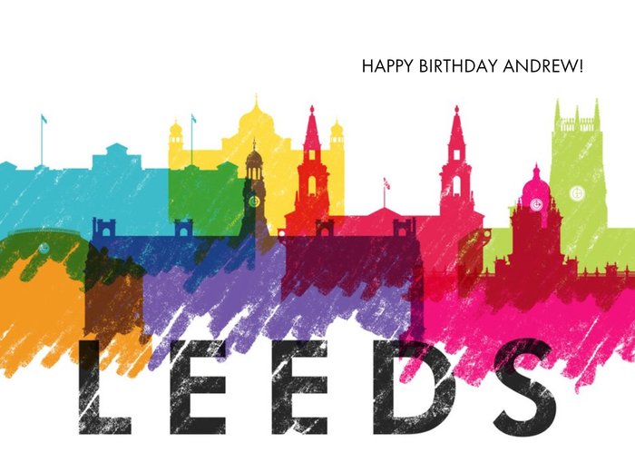 Colourful Leeds Skyline Card