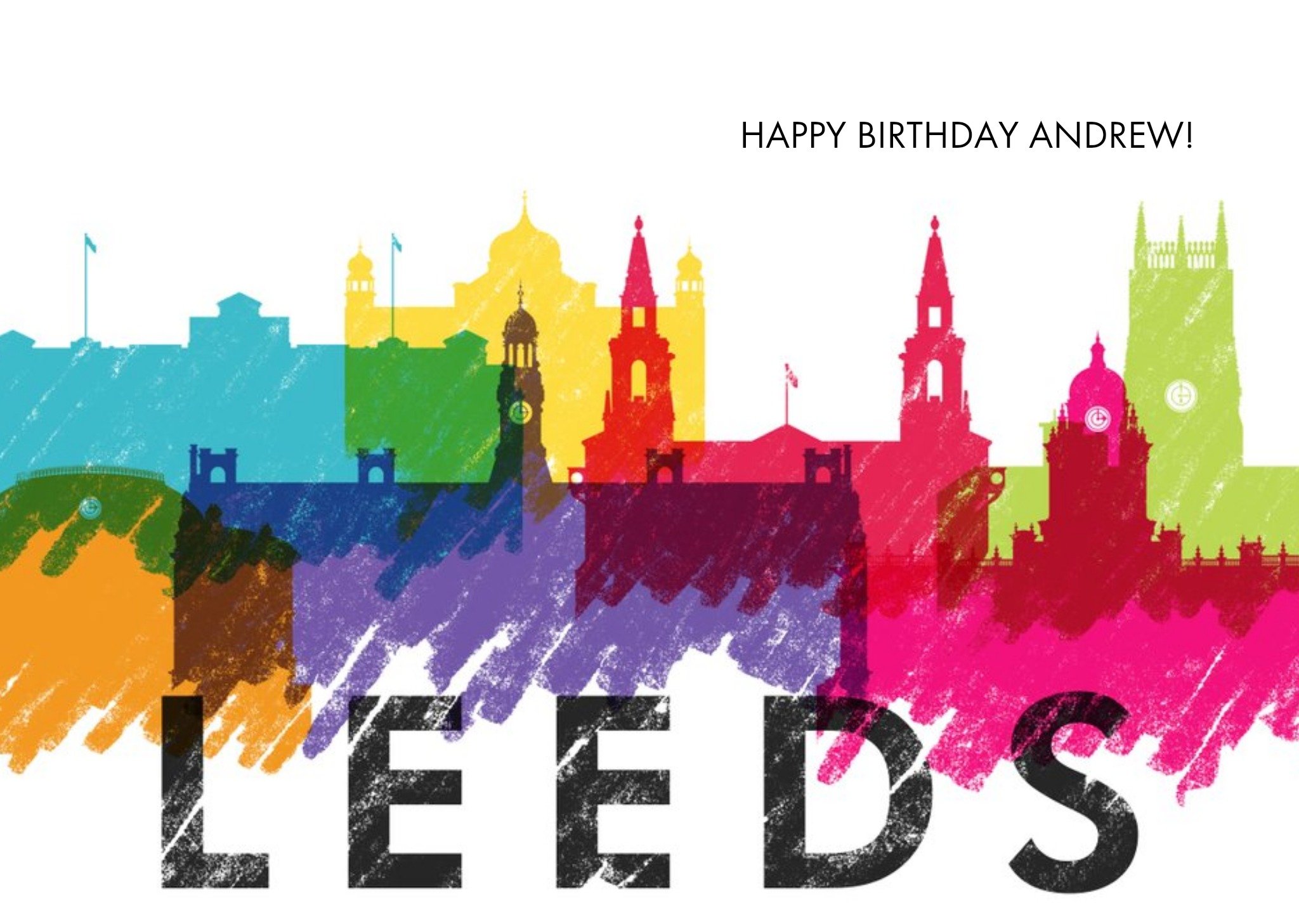 Colourful Leeds Skyline Card Ecard