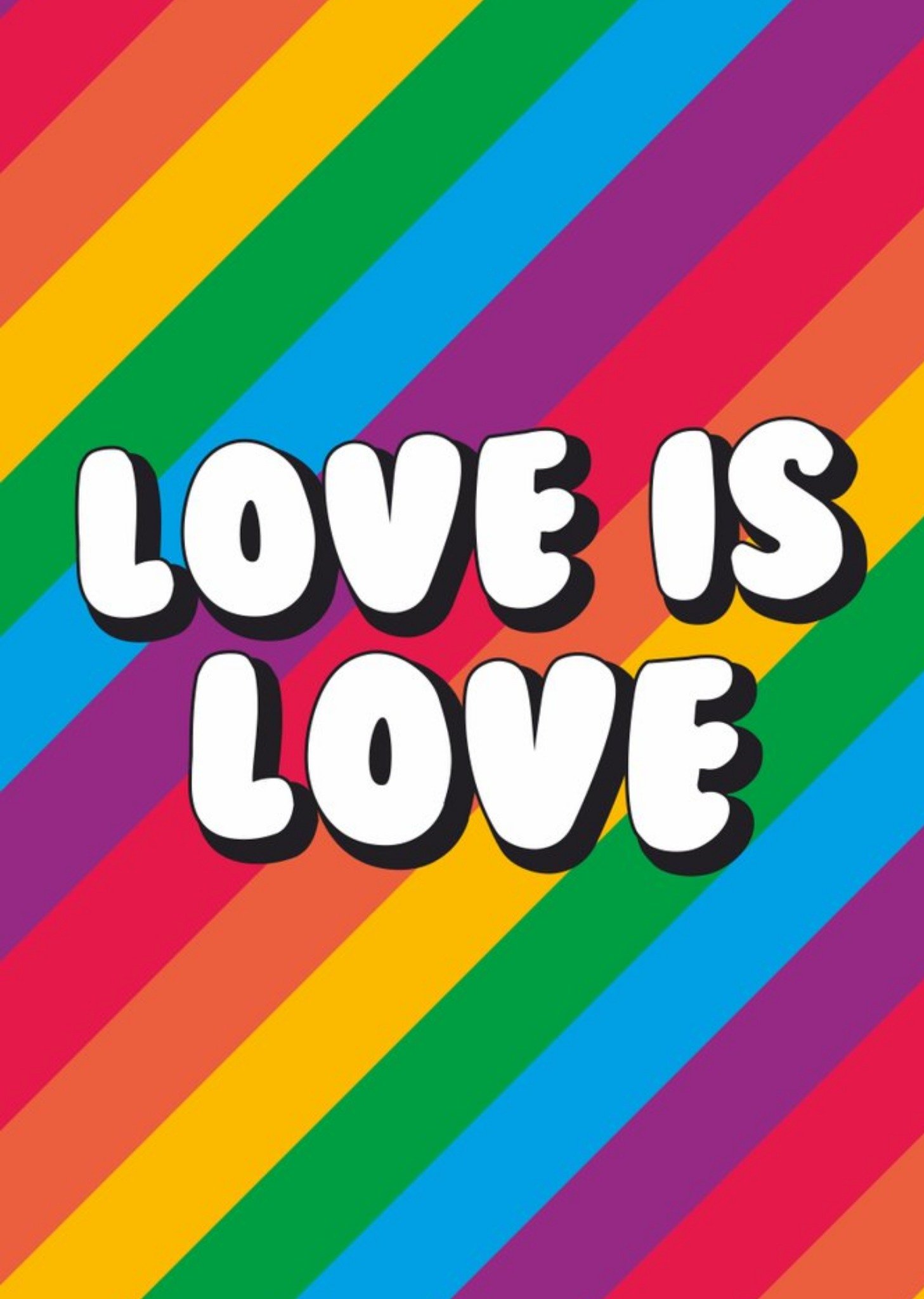 Typographic Rainbow Love Is Love Card Ecard