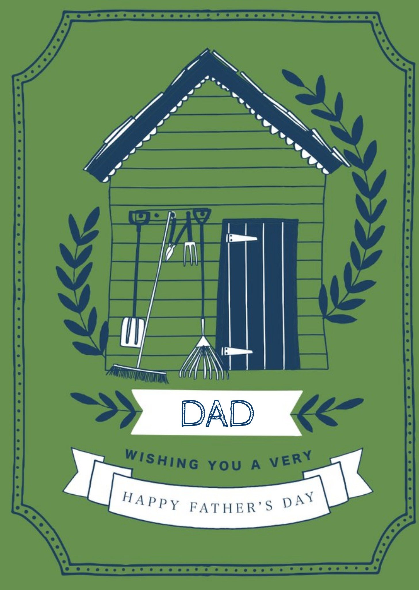 Bright Green Garden Shed Illustration Father's Day Card Ecard