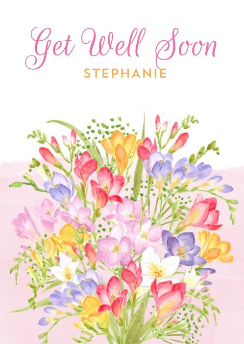 Illustration Of A Bouquet Of Flowers Get Well Soon Card