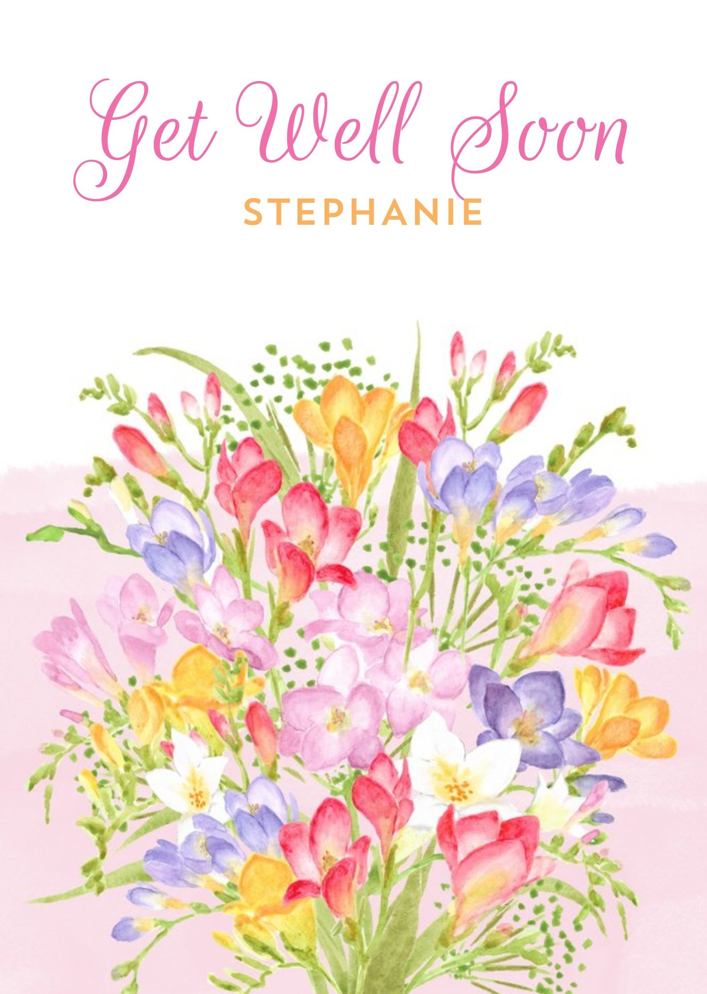 Moonpig Illustration Of A Bouquet Of Flowers Get Well Soon Card Ecard