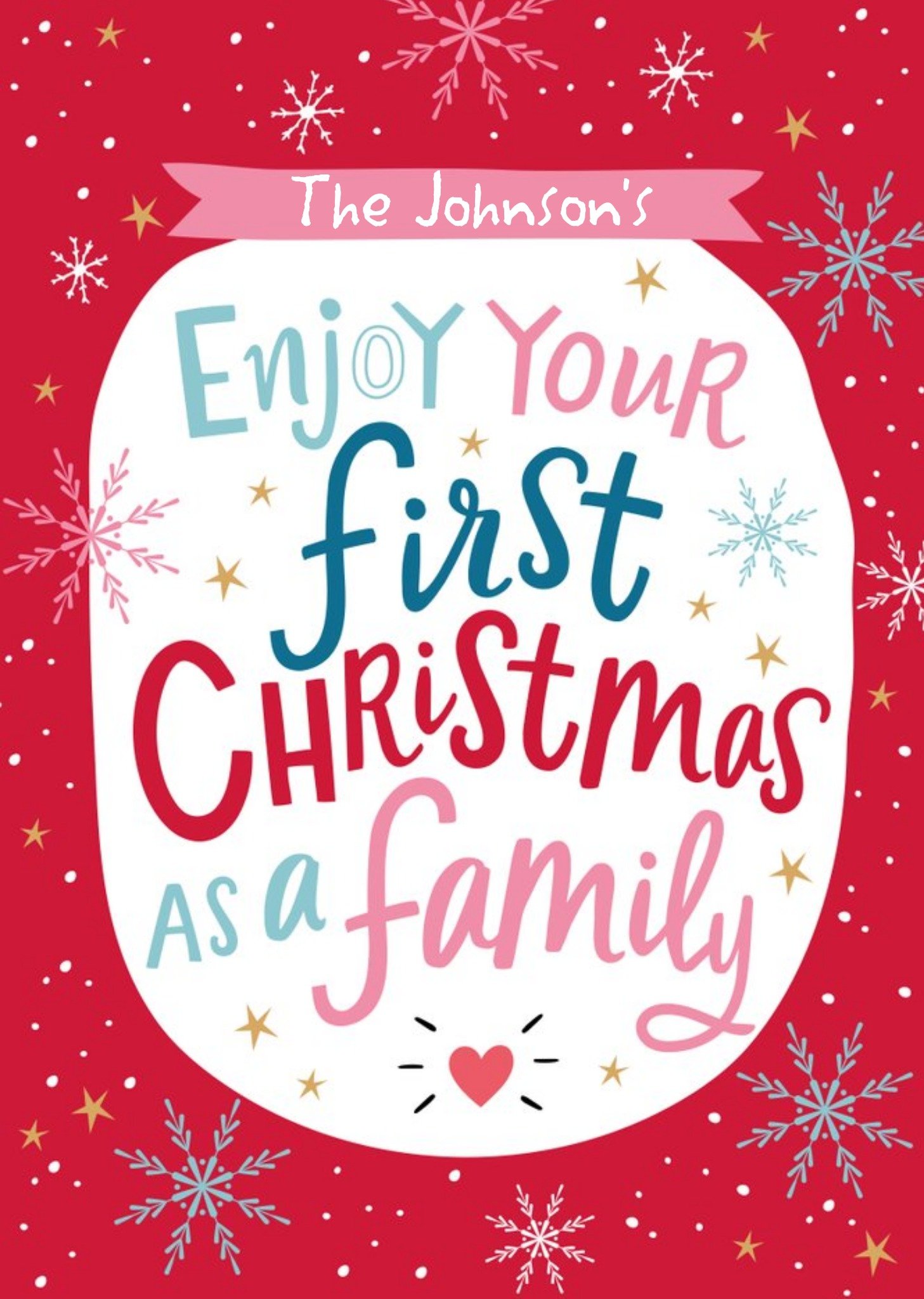 Moonpig Typographic Enjoy Your First Christmas As A Family Christmas Card Ecard
