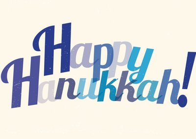 Purple And Blue Letters Personalised Happy Hanukkah Card