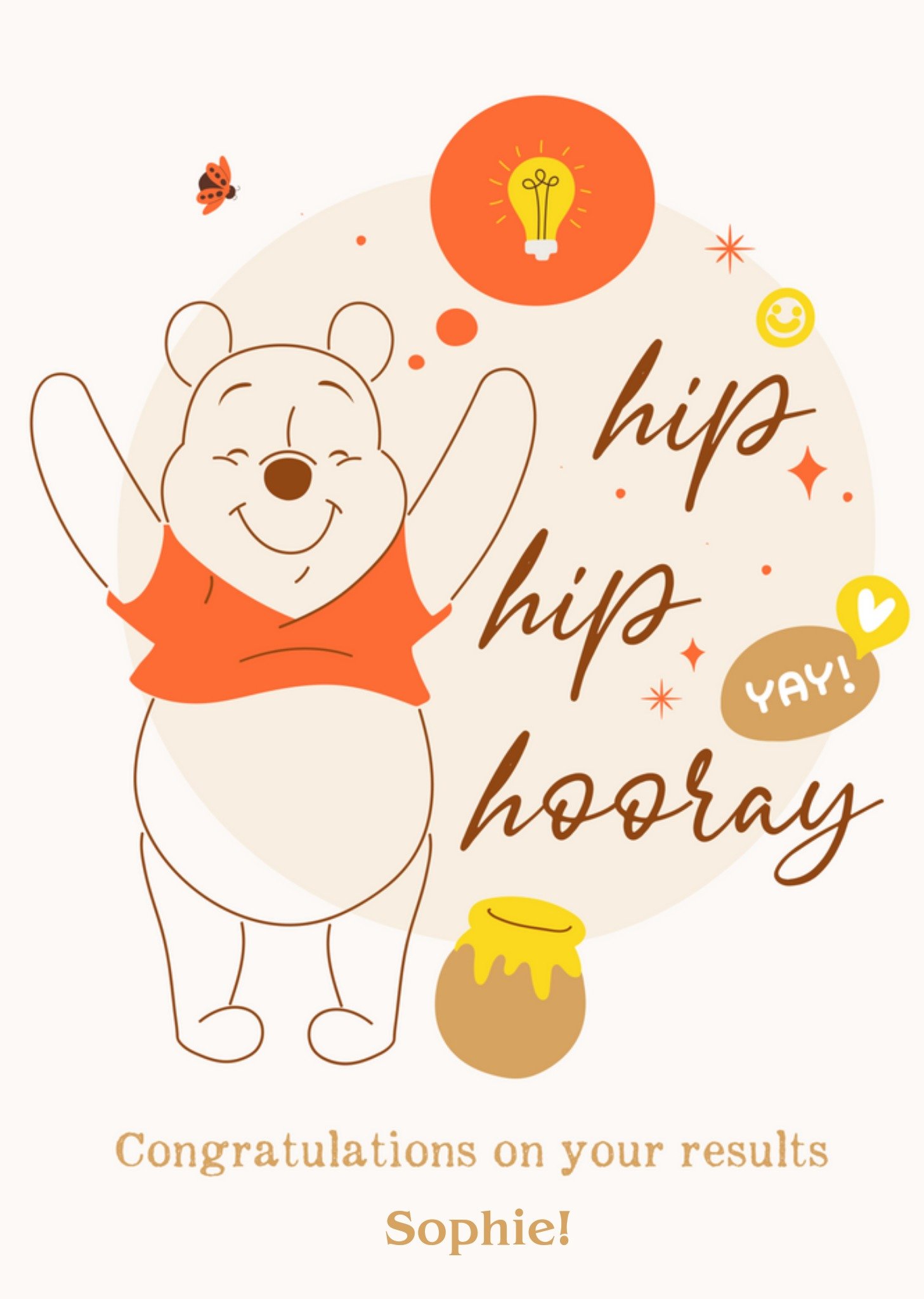 Disney Winnie The Pooh Hip Hip Hooray Congratulations On Your Results Card