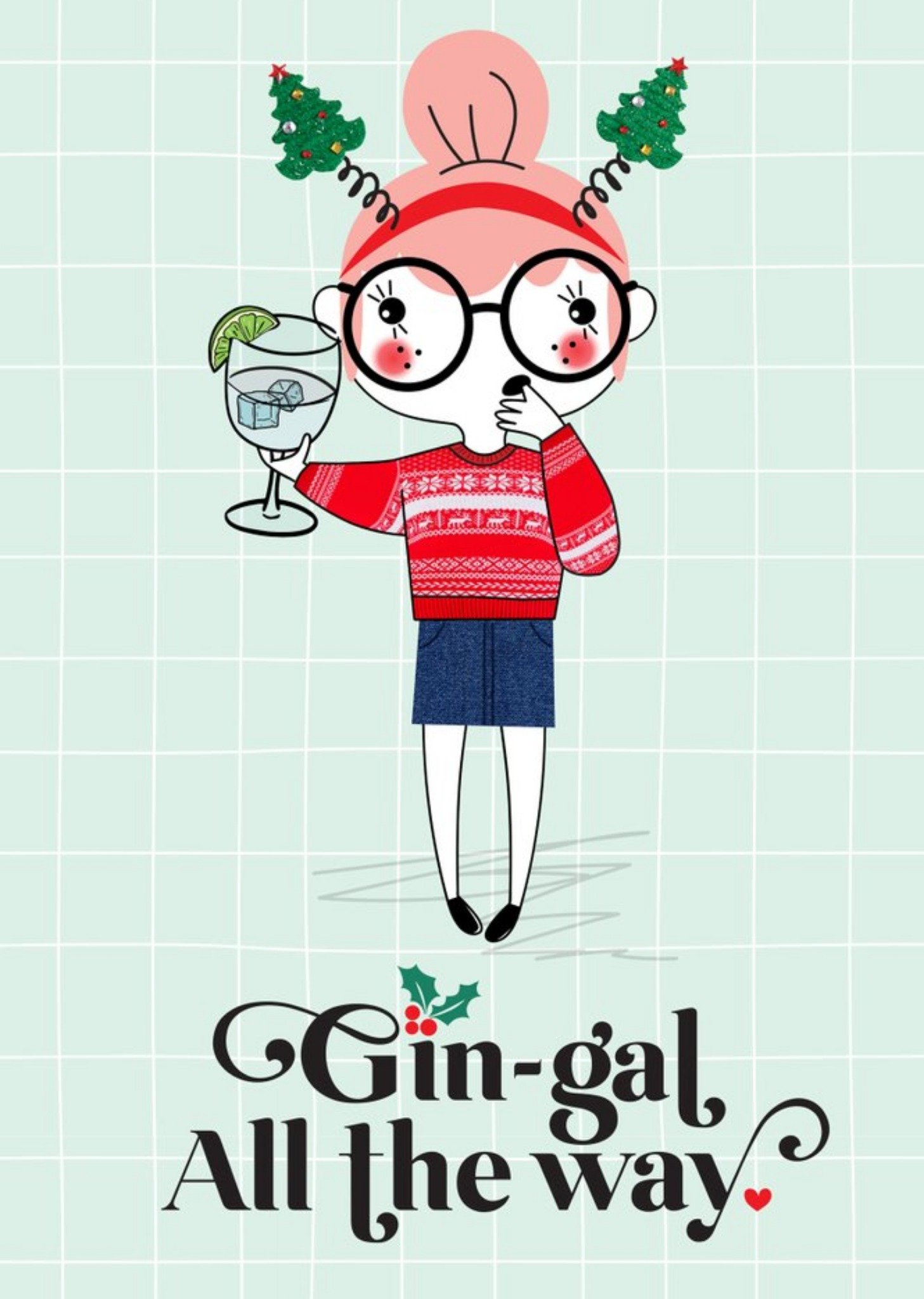 Mrs Best Funny Gin-Gal All The Way Christmas Card Ecard