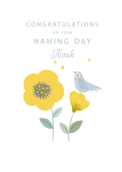Klara Hawkins Floral Bird Congratulations Naming Day Card