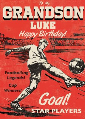 Football Illustration Customisable Grandson Birthday Card