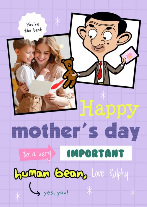Mr Bean Happy Mothers Day To A Very Important Human Bean Photo Upload Card