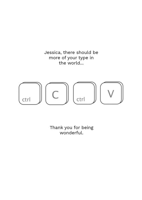 Ctrl C And Ctrl V Personalised Thank You Postcard