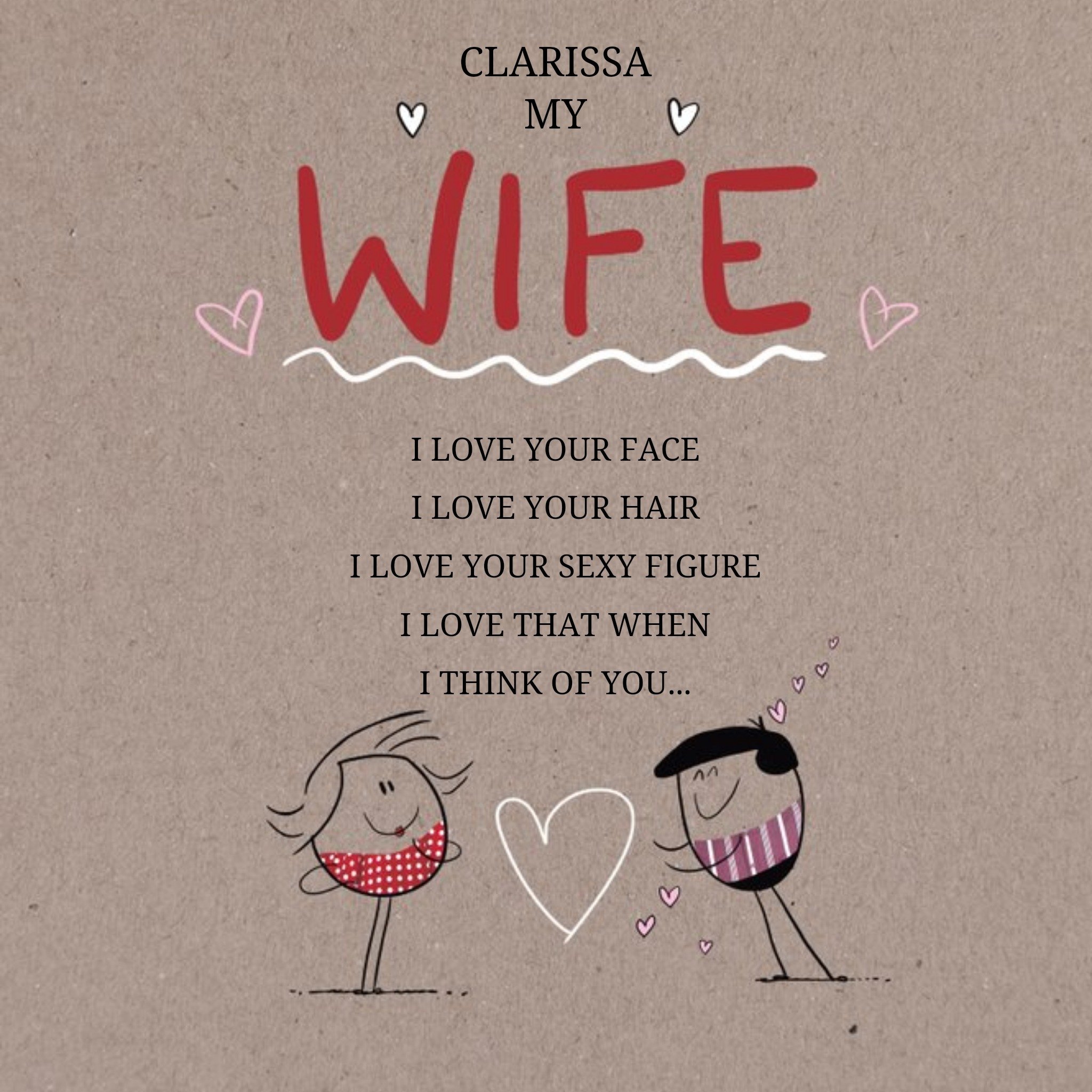 Moonpig To My Wife Funny Valentines Day Card, Square