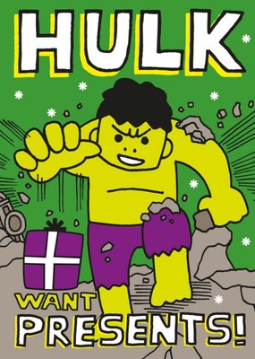 Incredible Hulk Wants Presents Christmas Card