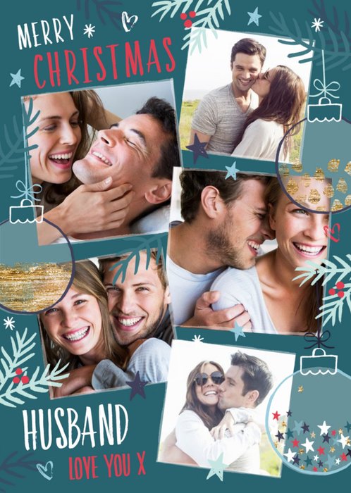 Merry Christmas Husband Photo Upload Christmas Card