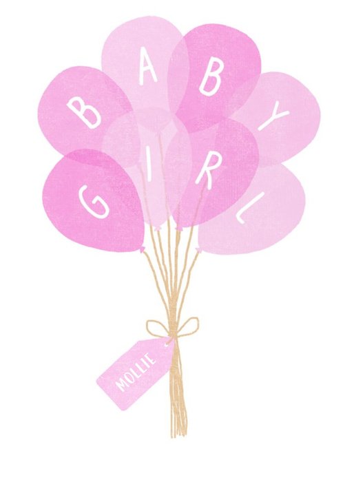 Balloons Baby Girl Personalised Birthday Card