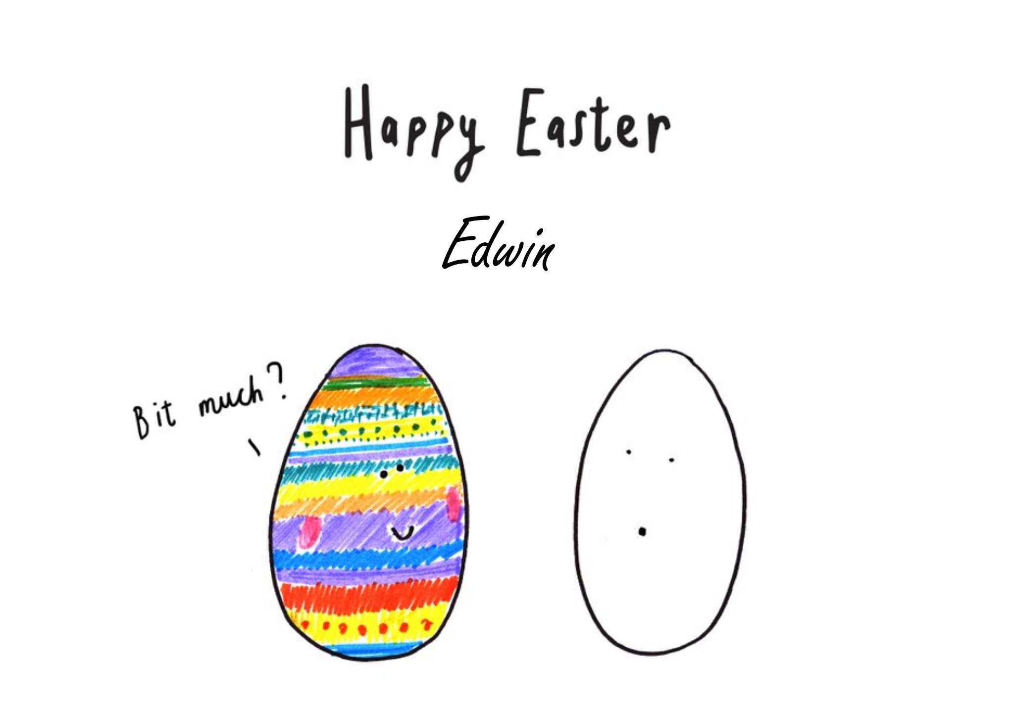 Moonpig Rainbow Egg Versus Blank Egg Funny Happy Easter Card Ecard