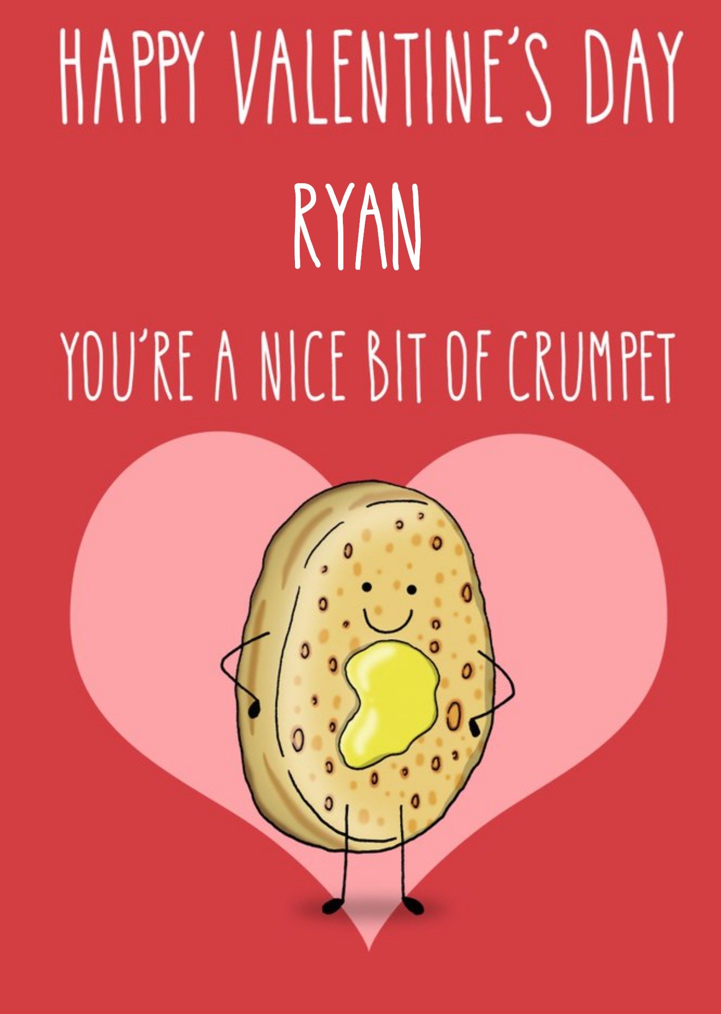 Moonpig Illustration Of Buttered Crumpet. You're A Nice Bit Of Crumpet Valentine's Day Card, Large