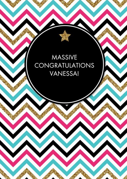 Colourful Zig Zags Personalised Congratulations Card