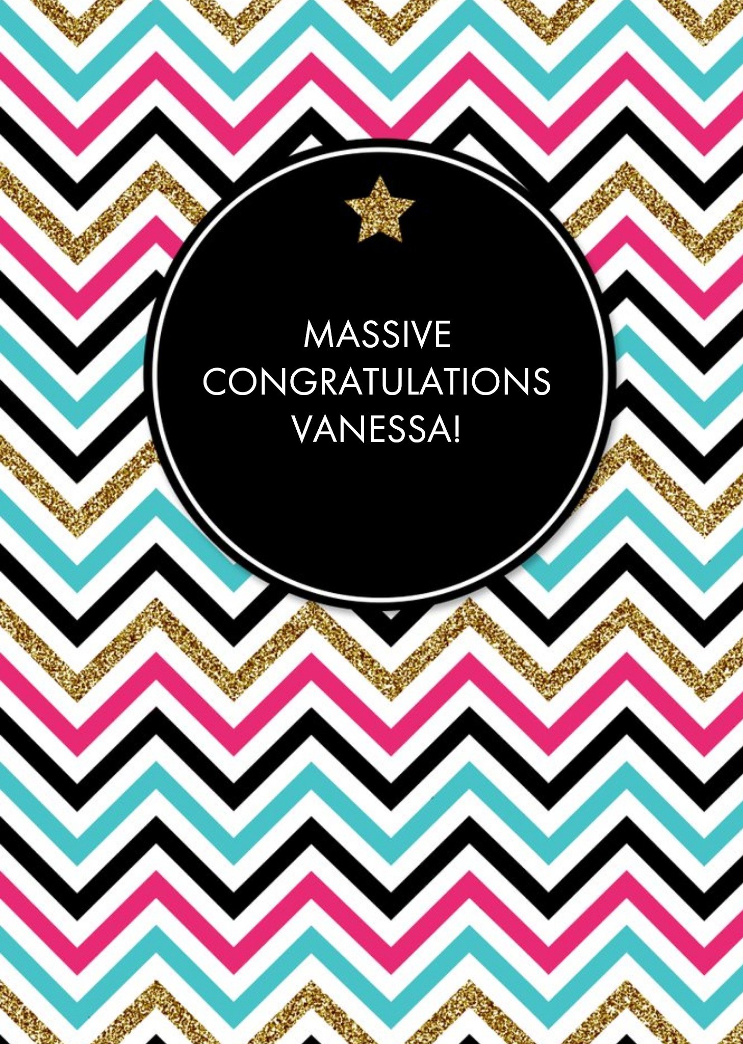 Colourful Zig Zags Personalised Congratulations Card Ecard