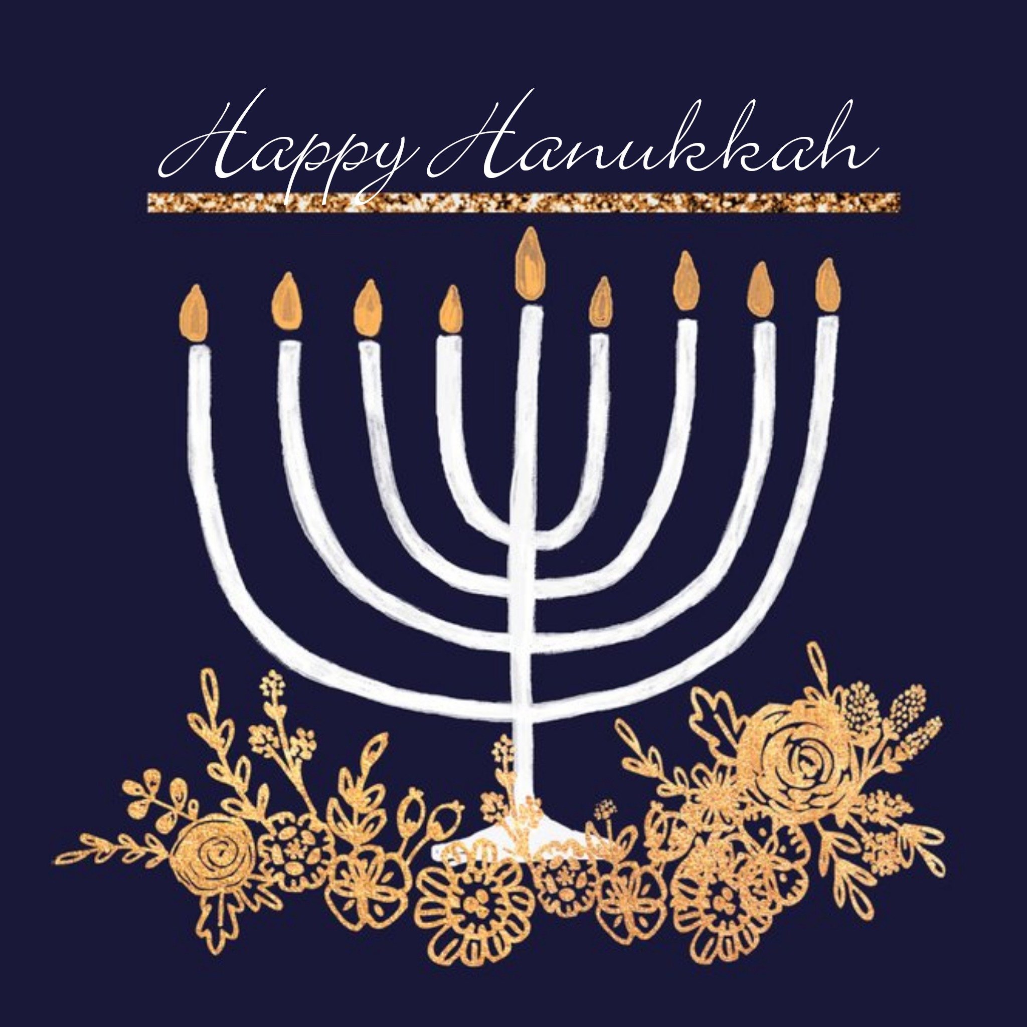 Happy Hanukkah Personalised Menorah Card, Square