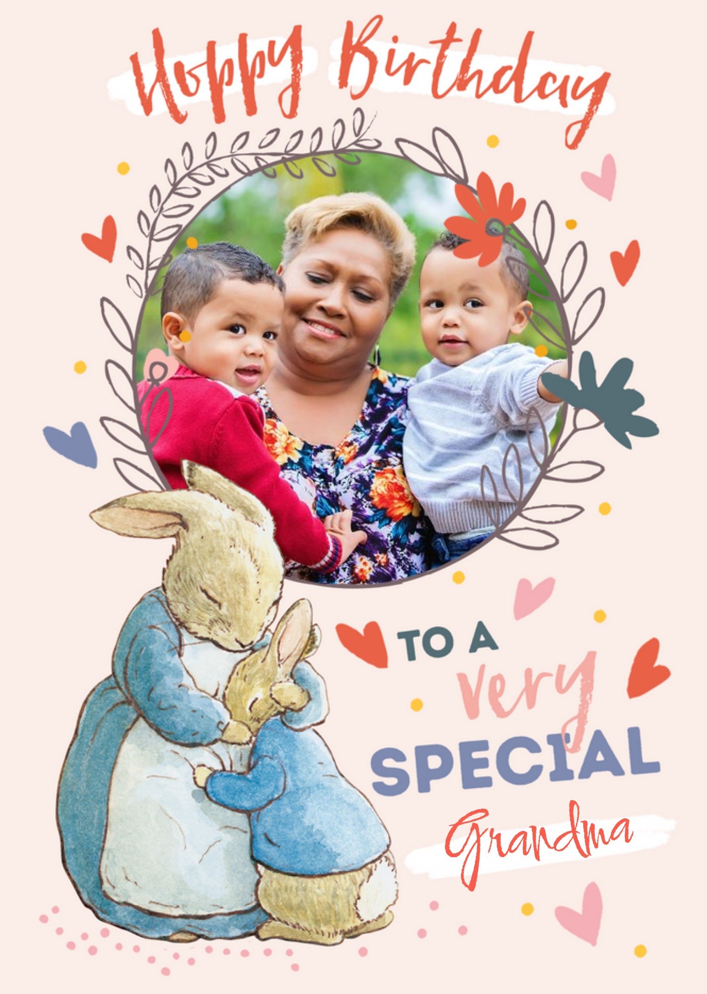 Peter Rabbit Photo Upload Birthday To A Special Grandma, Large Card