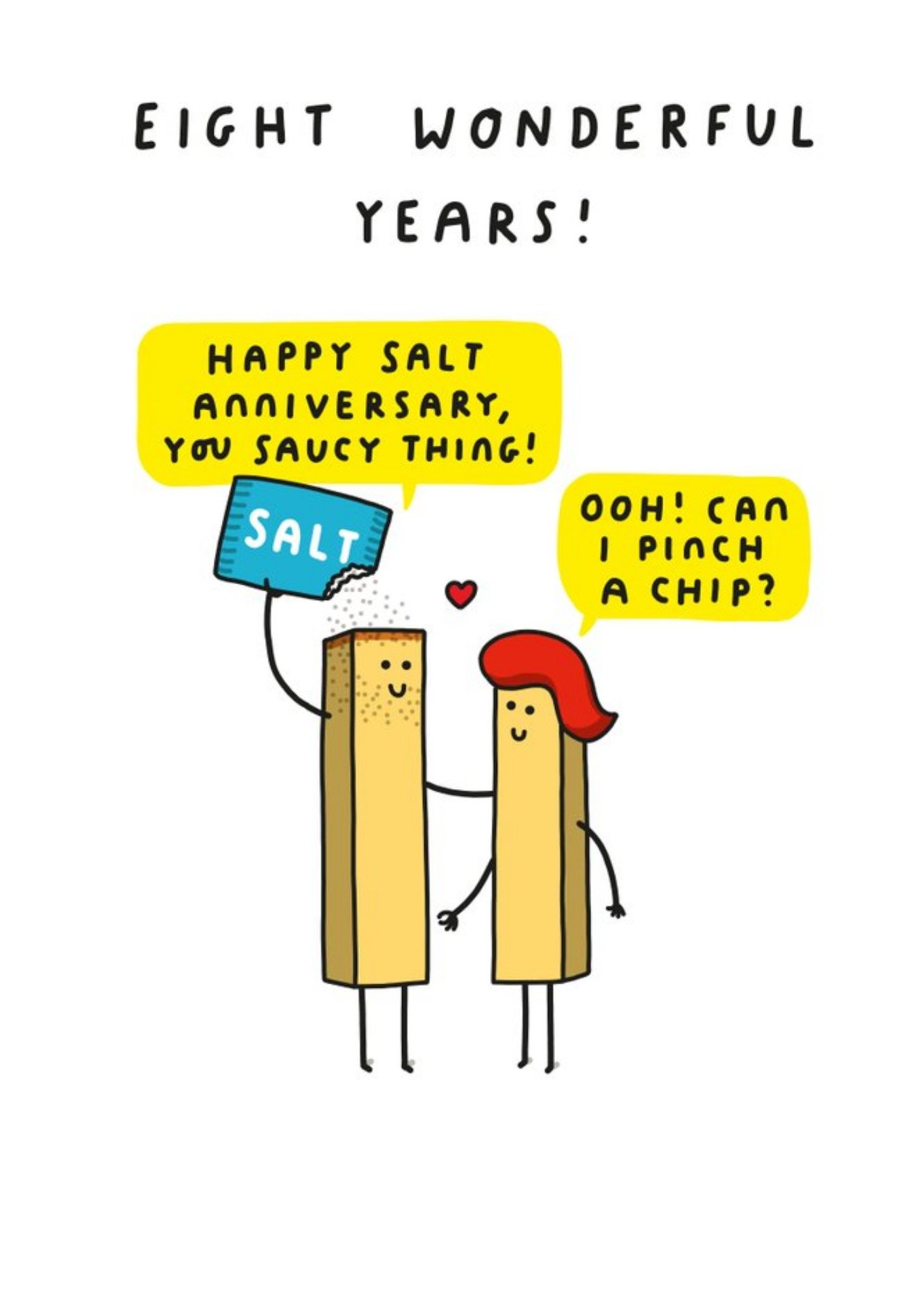 Moonpig Fun Cartoon Salt Eighth Anniversary Card, Large