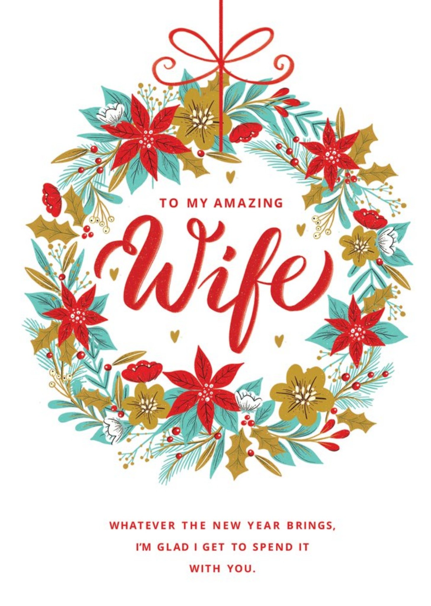 Moonpig To My Amazing Wife Wreath Christmas Card, Large