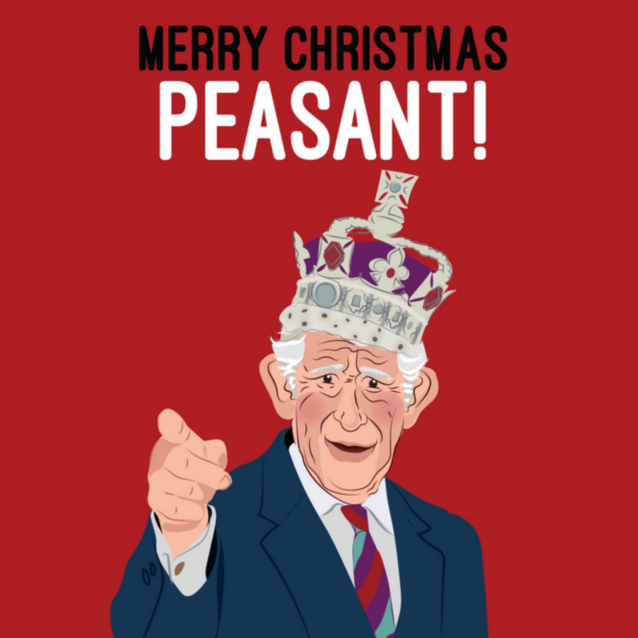 Moonpig Funny Merry Christmas Peasant Christmas Card, Square