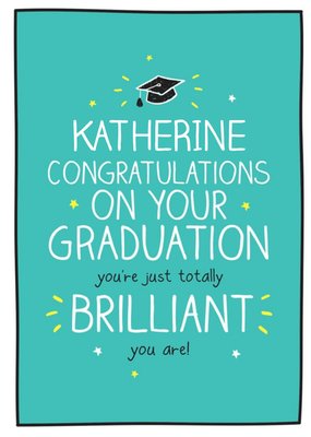 White Typography On A Teal Background Congratulations On Your Graduation Card