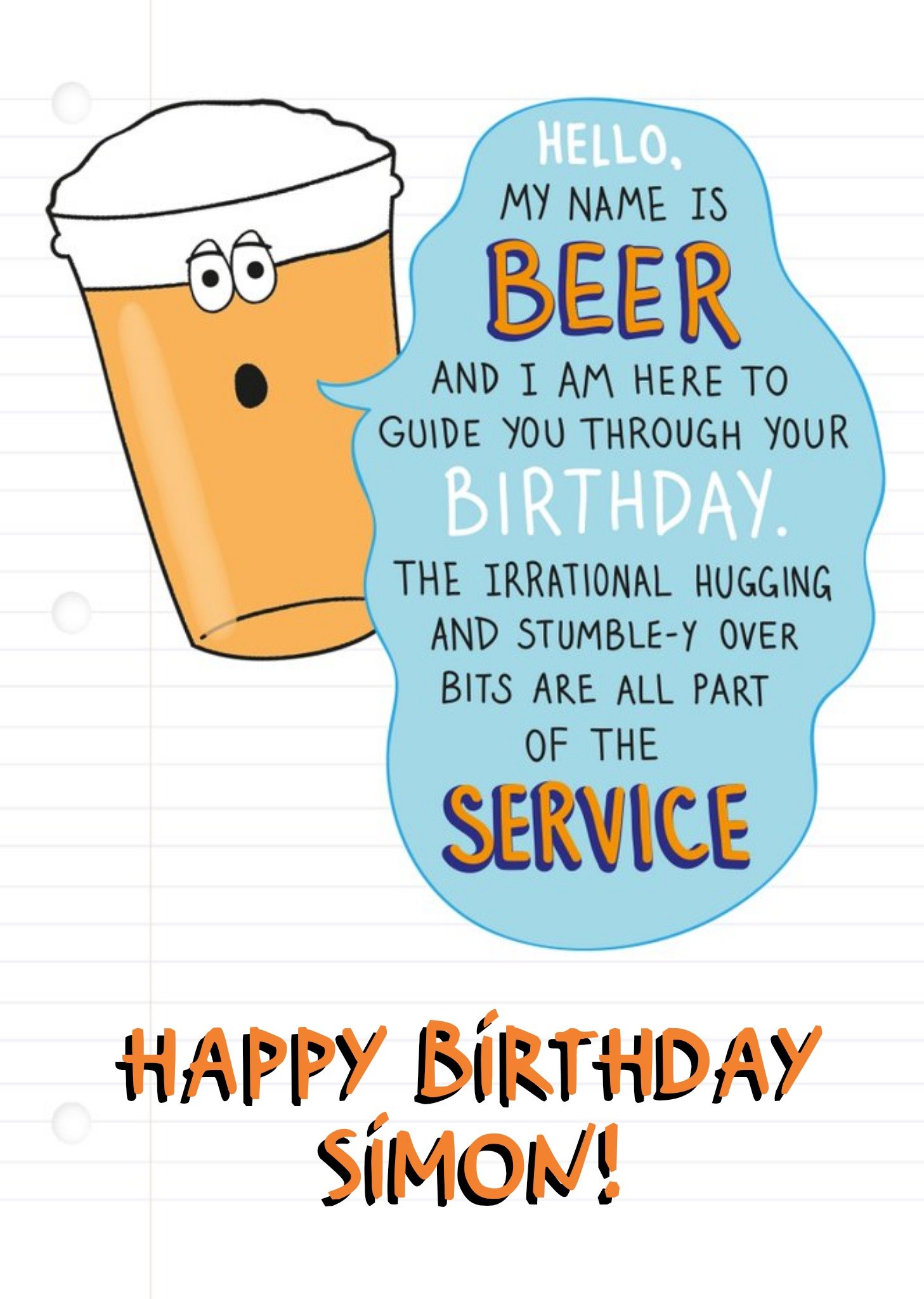 Moonpig Beer Birthday Card - Funny Birthday Card, Large