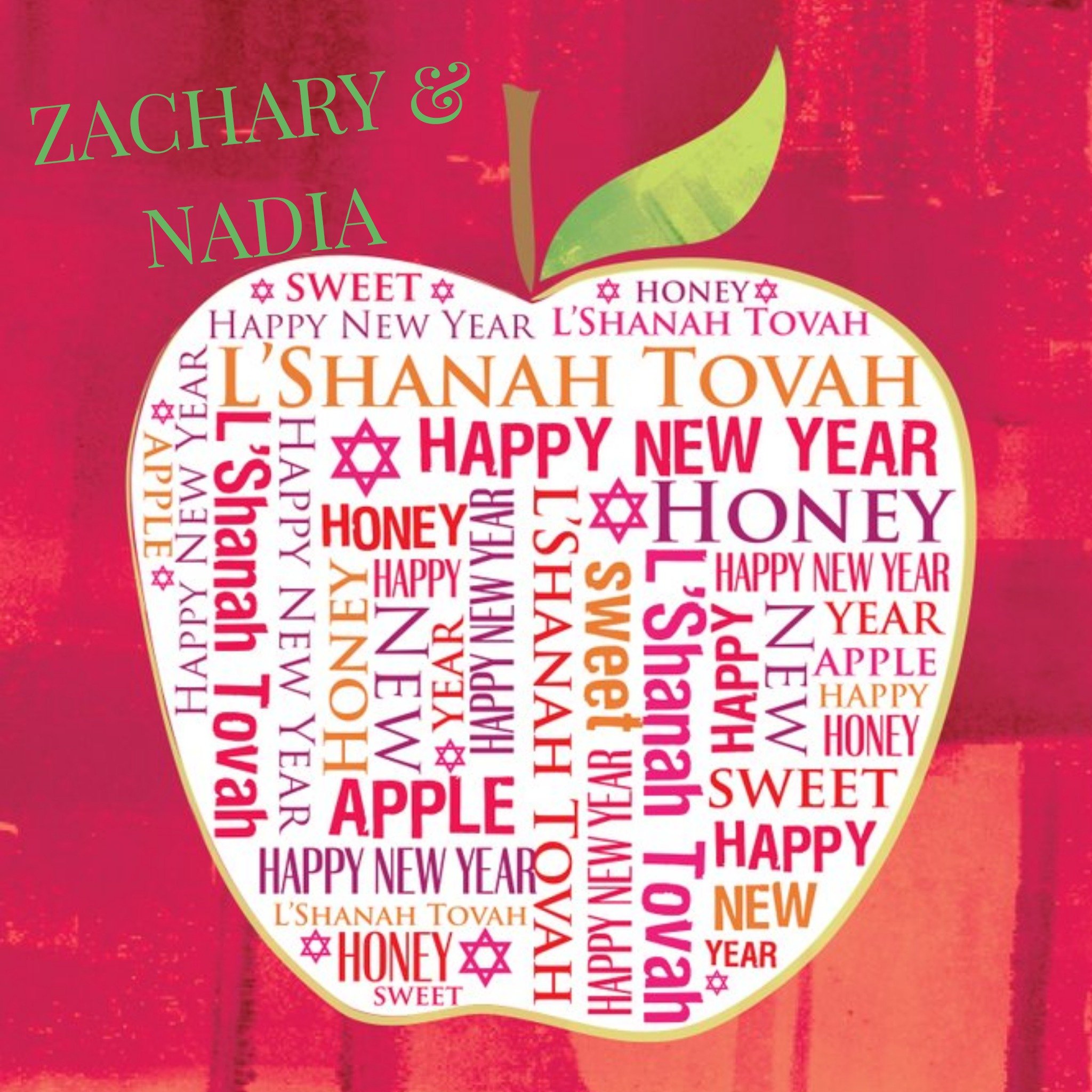 Apple With Words Personalised Happy New Year Card, Square