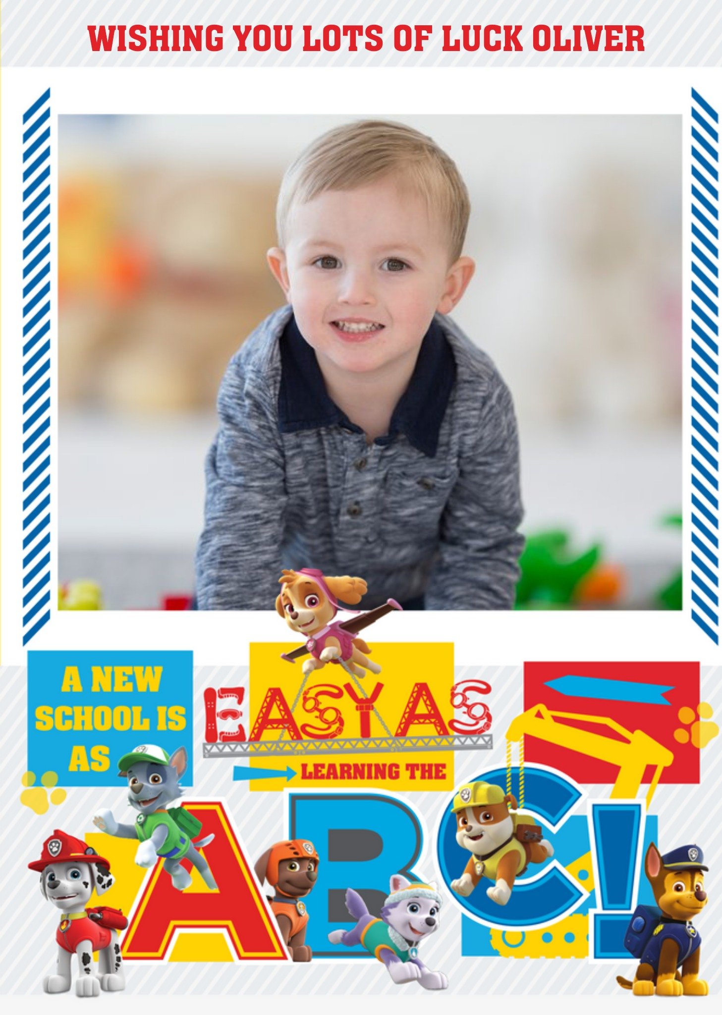 Paw Patrol Easy As A B C Good Luck At Your New School Photo Card Ecard