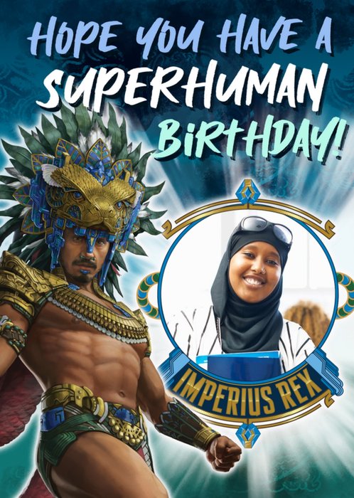 Black Panther Wakanda Forever Superhuman Birthday Photo Upload Card